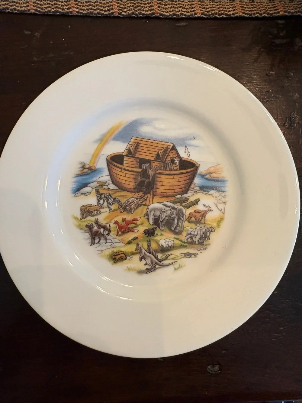 Noah's Ark Ceramic Dinnerware Set - White with Multicolor Ark Illustration